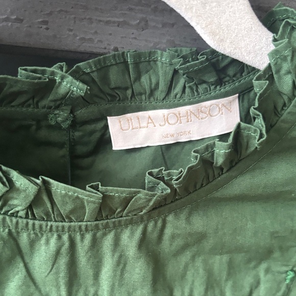 Ulla Johnson Forest Green Adeline Ruffle Top - Picture 2 of 7